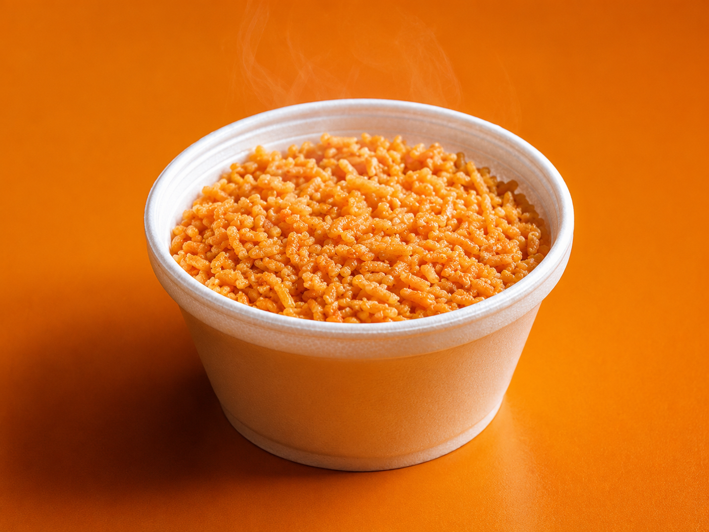 Arroz Tío Pollo sobre fondo naranja